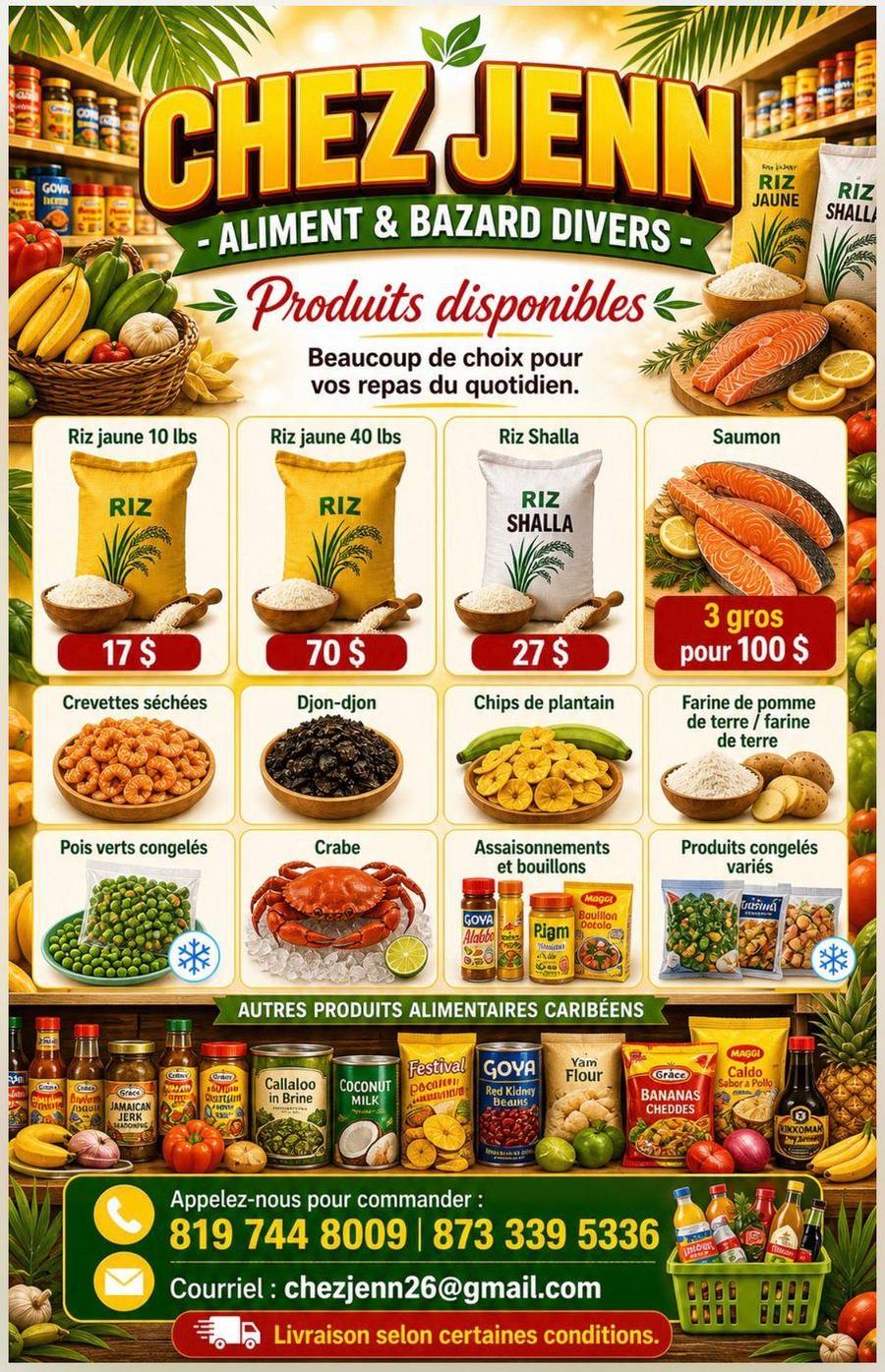 Produits disponibles